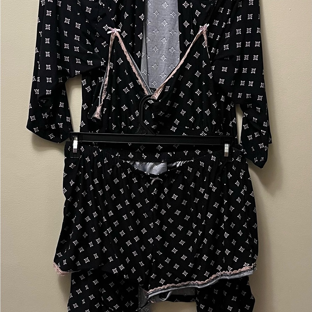 Rene Rofe Black and Pink Pajama Set